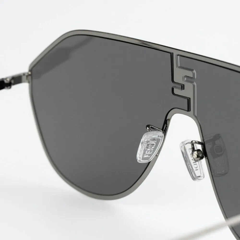 NEW Fendi FE40080U FF MATCH 12C Ruthenium Smoke Mirror Unisex Round Sunglasses